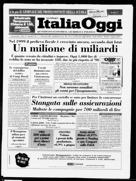 Italia oggi : quotidiano di economia finanza e politica